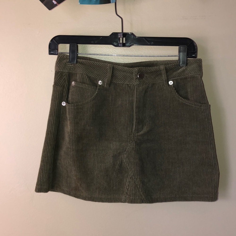 Olive Green Mini Corduroy Skirt